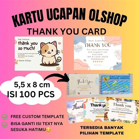 Jual Hemat Isi Kartu Ucapan Terima Kasih Olshop Thank You Card Free