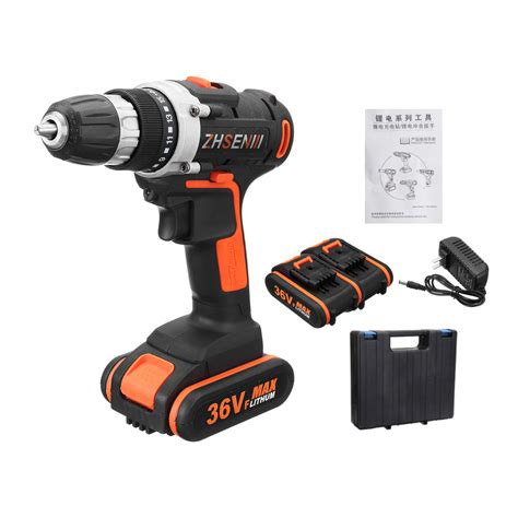 V Cordless Electric Drill Led Light Double Speed Li Ion Battery Power