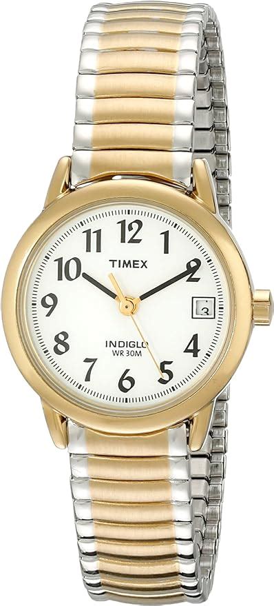 Timex Womens Easy Reader 25mm Watch Two Tone Case White Dial With Expansion Band