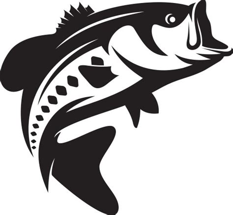 Bass fish and fishing hook - logo Royalty Free Vector Image