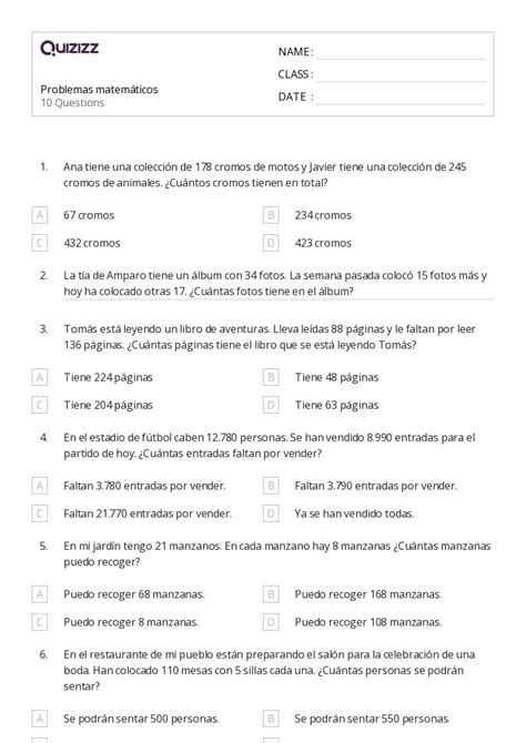 50 Rompecabezas Matemáticos Hojas De Trabajo Para Grado 3 En Quizizz Gratis E Imprimible