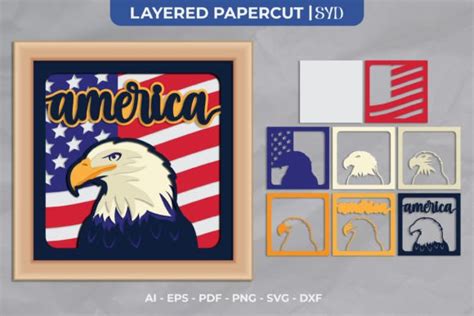 America Eagle D Shadow Box Svg Graphic By Syaid Narindra Creative