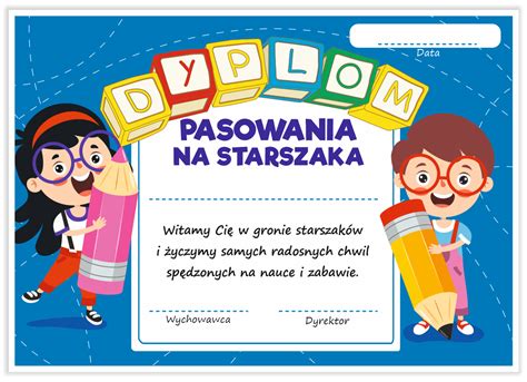 Dyplom Pasowania na Starszaka wzór 39 SzkolneNaklejki pl