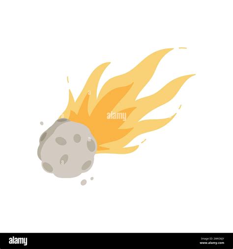 Falling Flame Meteor Cosmos Flying Asteroid Cosmos Discovering Cartoon Vector Illustration