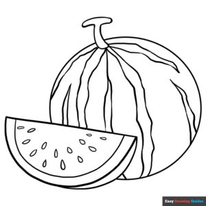 Watermelon Slice Coloring Page | Easy Drawing Guides