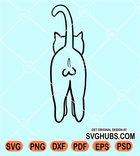 Cat Butt Svg Cat Tail Svg Cat Butt Clipart Svg Funny Cat Svg Cute Cat Svg