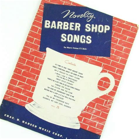 Novelty Barber Shop Songs For Mens Voices Ttbb 1953 Vintage Paperback Music Book Music Book