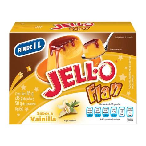 Polvo para preparar flan Jello sabor vainilla con caramelo 85 g Envío