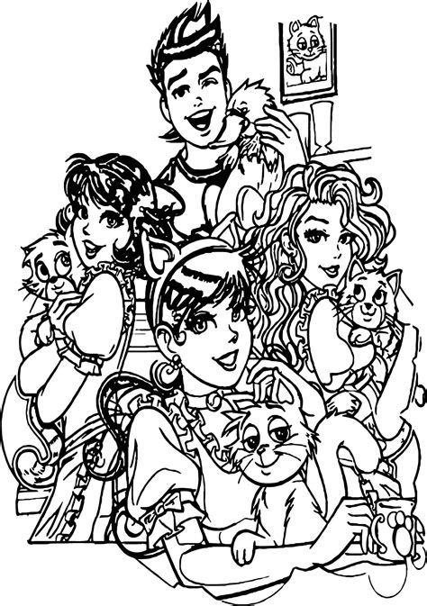 Turma Da Monica Girls And Cats Coloring Page Wecoloringpage