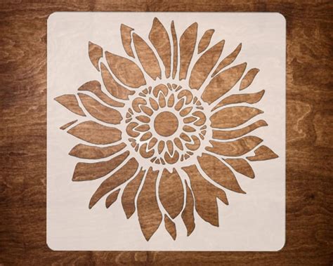 Boho Sunflower Stencil For Painting On Wood Canvas Etsy