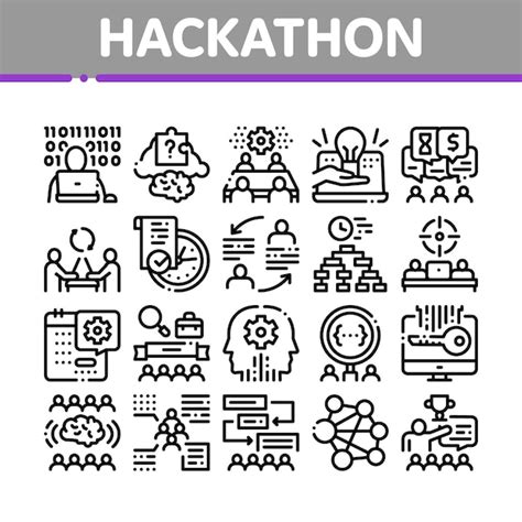 Conjunto De Cones De Cole O De Desenvolvimento Hackathon Vetor Premium