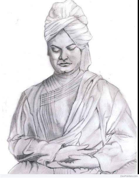 Outline Swami Vivekananda Pencil Sketch Drawing Out The Outline Of