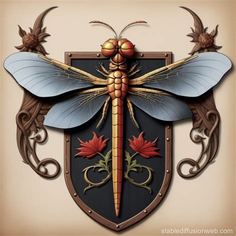 Valyrian House Coat of Arms with Dragonfly | Stable Diffusion Online