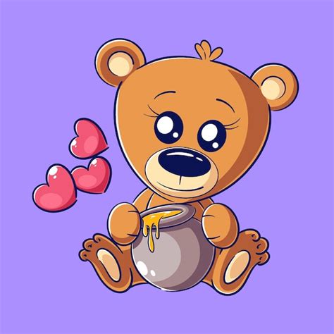 Premium Vector Cute Bear Sitting Eating Honey