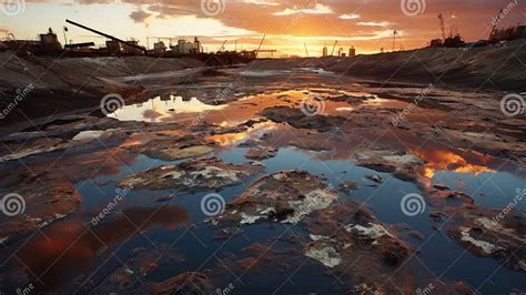 Extraction Oil and Gas Site Stock Illustration - Illustration of debris ...