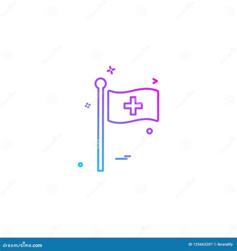 Flag Pole Hospital Icon Vector Design Stock Vector - Illustration of