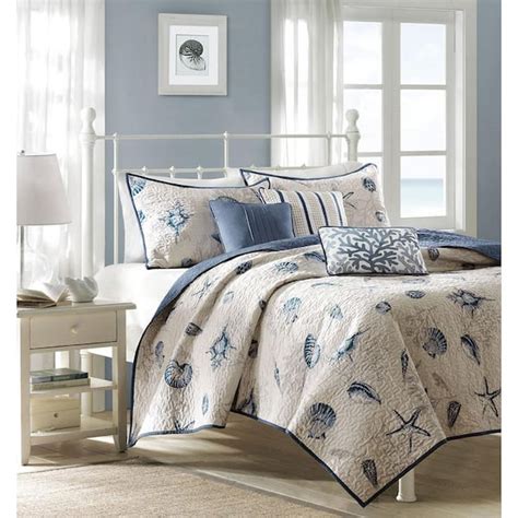 Madison Park Nantucket Piece Blue Full Queen Reversible Coverlet Set