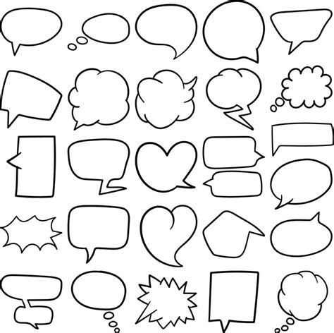 Speech Bubbles Hand Drawn Doodle Line Art Outline Set 11764112 Vector