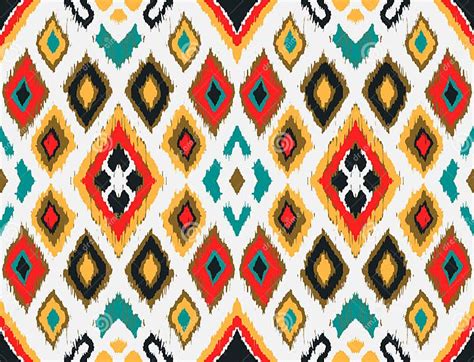 Ikat Geometric Folklore Ornament With Diamonds Tribal Ethnic Vector