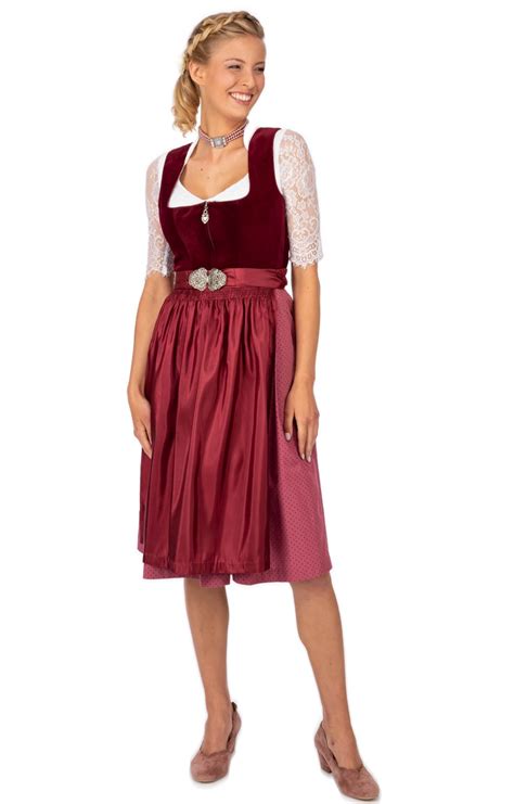 Marjo Dirndl Midi Delig Cm Inka Robijn Rood Bestellen