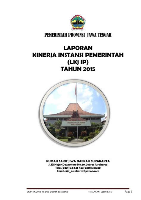 Pdf Laporan Kinerja Instansi Pemerintah Lkj Ip Tahun Rsjd