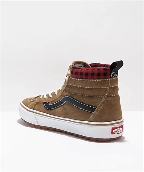 Vans Sk8-Hi MTE-1 Plaid Brown & Black Skate Shoes