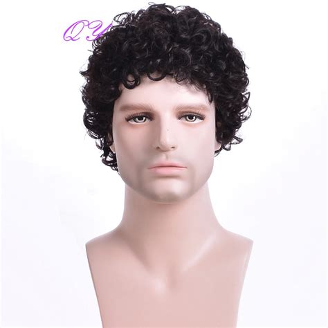 Synthetic Wig For Men Natural Black Short Kinky Curly Hair Men Wigs