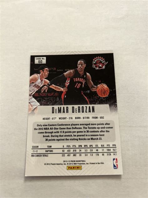 Panini Prizm Demar Derozan Toronto Raptors St Year Prizm