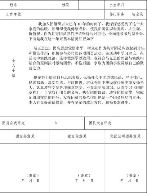 2014年度团员民主评议表word文档在线阅读与下载免费文档