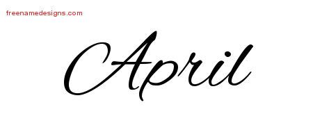 April In Cursive