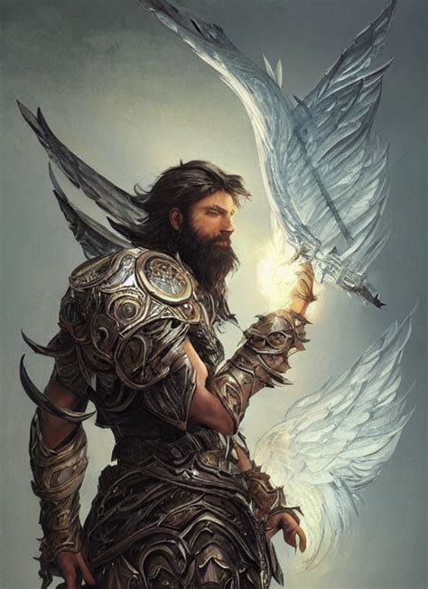 Prompthunt Male Aasimar Paladin With Shaggy Silver Hair Brown Scruffy