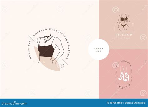 Vector Design Linear Template Logos Or Emblems Graceful Faceless Lady