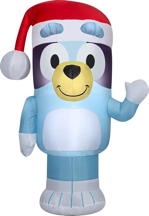 Gemmy Christmas Airblown Inflatable Bluey In Santa Hat Bluey Ft