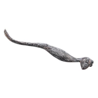 Whitewashed Suar Wood Gecko Back Scratcher From Bali Whitewashed