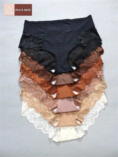 Pcs Plus Size Women Breathable Comfortable Lace Trim Sexy Bikini Panties Shein Usa