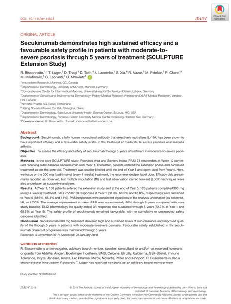 Pdf Secukinumab Demonstrates High Sustained Efficacy And A Favorable Safety Profile In