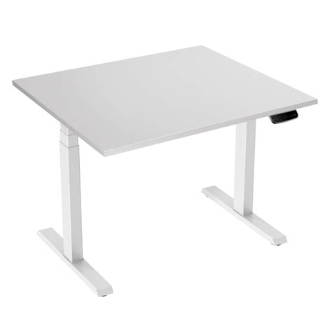 Bureau R Glable En Hauteur Lectrique Blanc Avec Un Dessus De Table