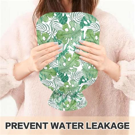 Naanle Cartoon Palm Leaf Hot Water Bottle L For Menstrual Cramps Relief Heat Cold Therapy