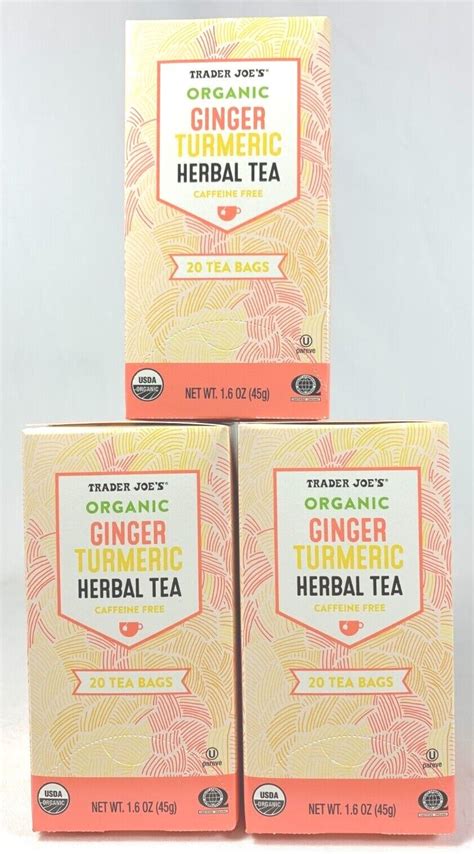 Trader Joe S Organic Ginger Turmeric Herbal Tea Box Caffeine Free