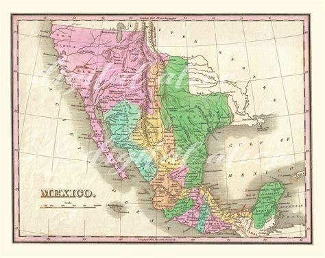 Vintage MEXICO MAP Old 1827 Mexican Map-instant Download - Etsy Canada