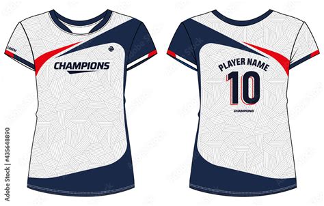 Women Sports Jersey Round Neck T Shirt Design Concept Illustration