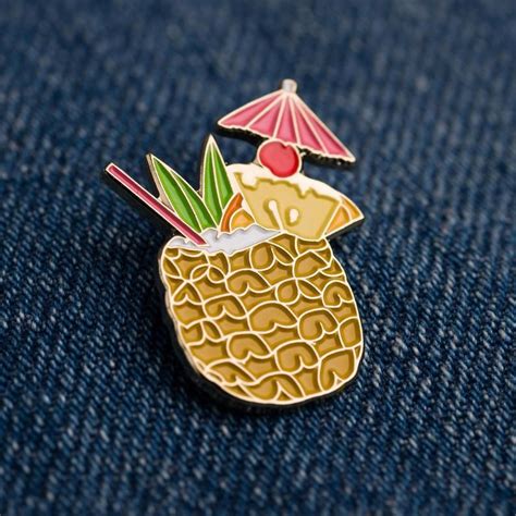 Tiki Cocktail Enamel Pin Pina Colada Cocktail T Etsy Tiki