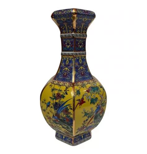 Vaso Em Porcelana Chinesa Original Oriental Pássaros Flores