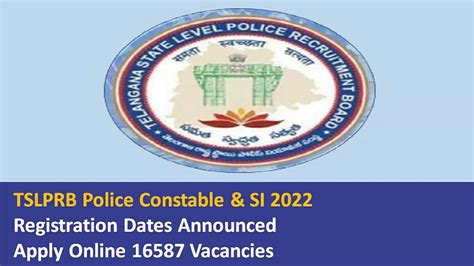 Tslprb Police Constable Si Registration Extended Apply Online