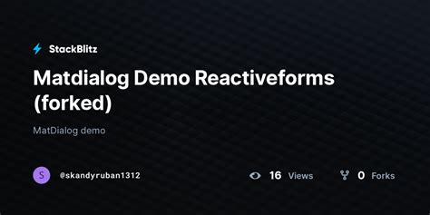 Matdialog Demo Reactiveforms Forked StackBlitz