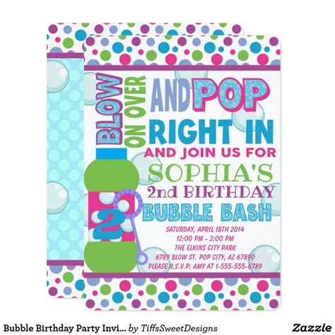 Bubble Birthday Party Invitation - Bubble Party | Zazzle