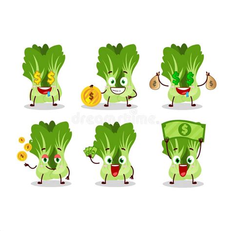 Bok Choy Cartoon Met Schattig Emoticon Brengt Geld Mee Vector