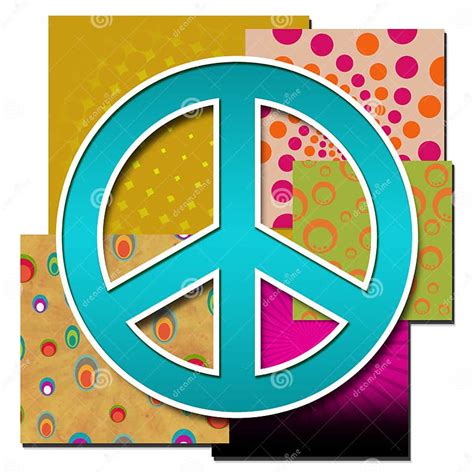 Peace Sign Over Various Colourful Backgrounds Stock Illustration