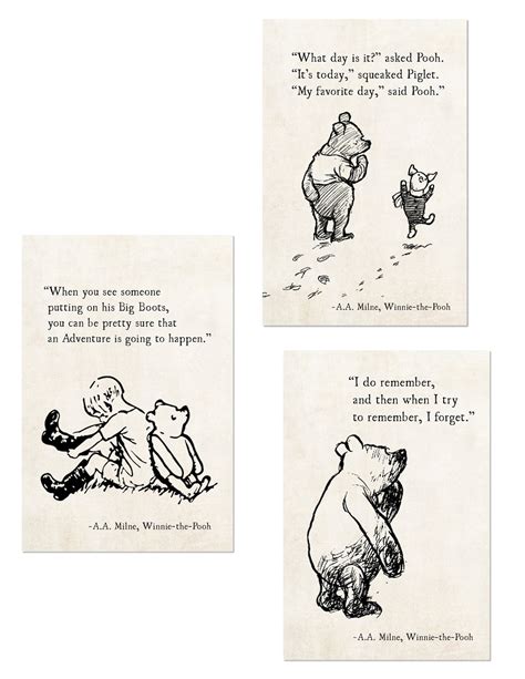 Winnie The Pooh Quotes X Print Set Aa Milne Quotes Prints To