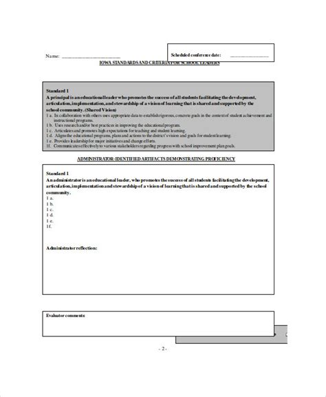 Free Sample Principal Evaluation Forms In Ms Word Pdf